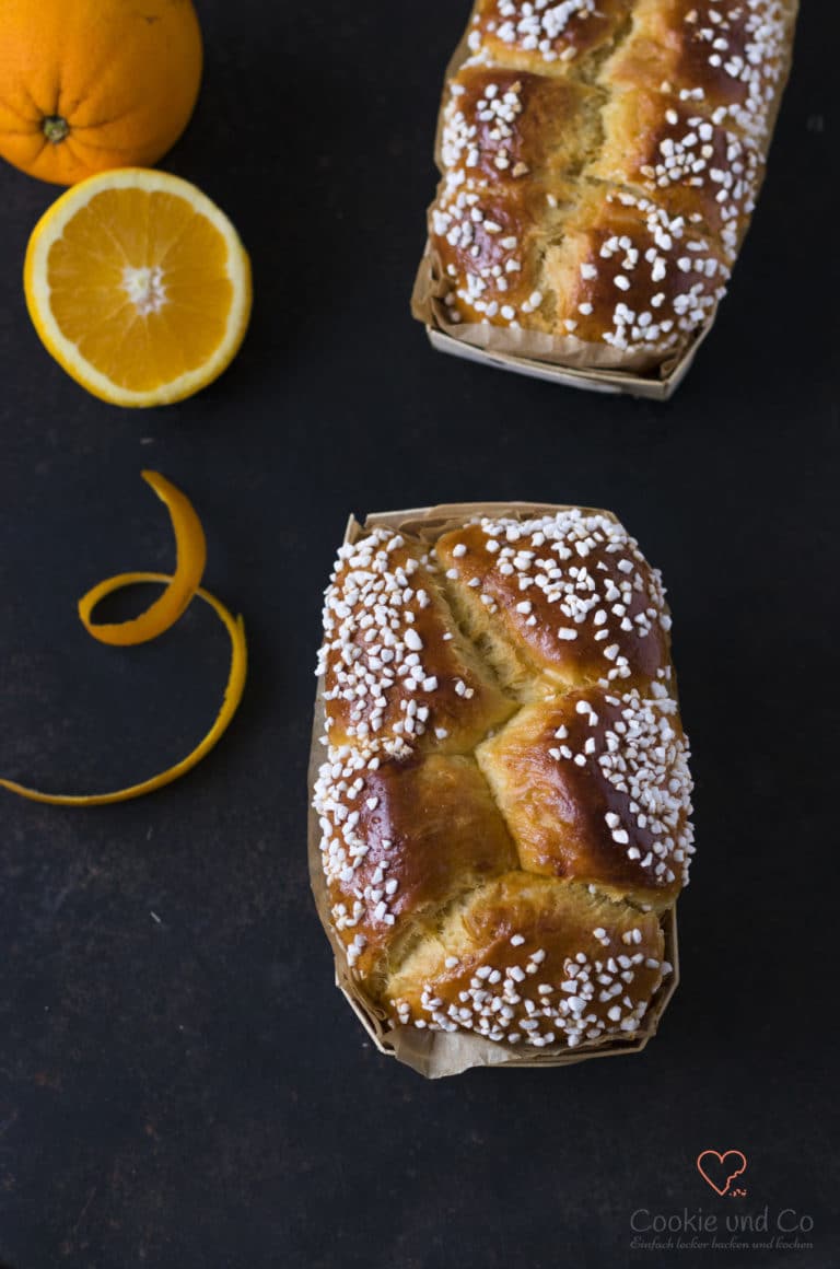 Dinkel Brioche mit wenig Hefe und Übernachtgare sowie einem Hauch Orange. Nach Wunsch mit Lievito Madre.