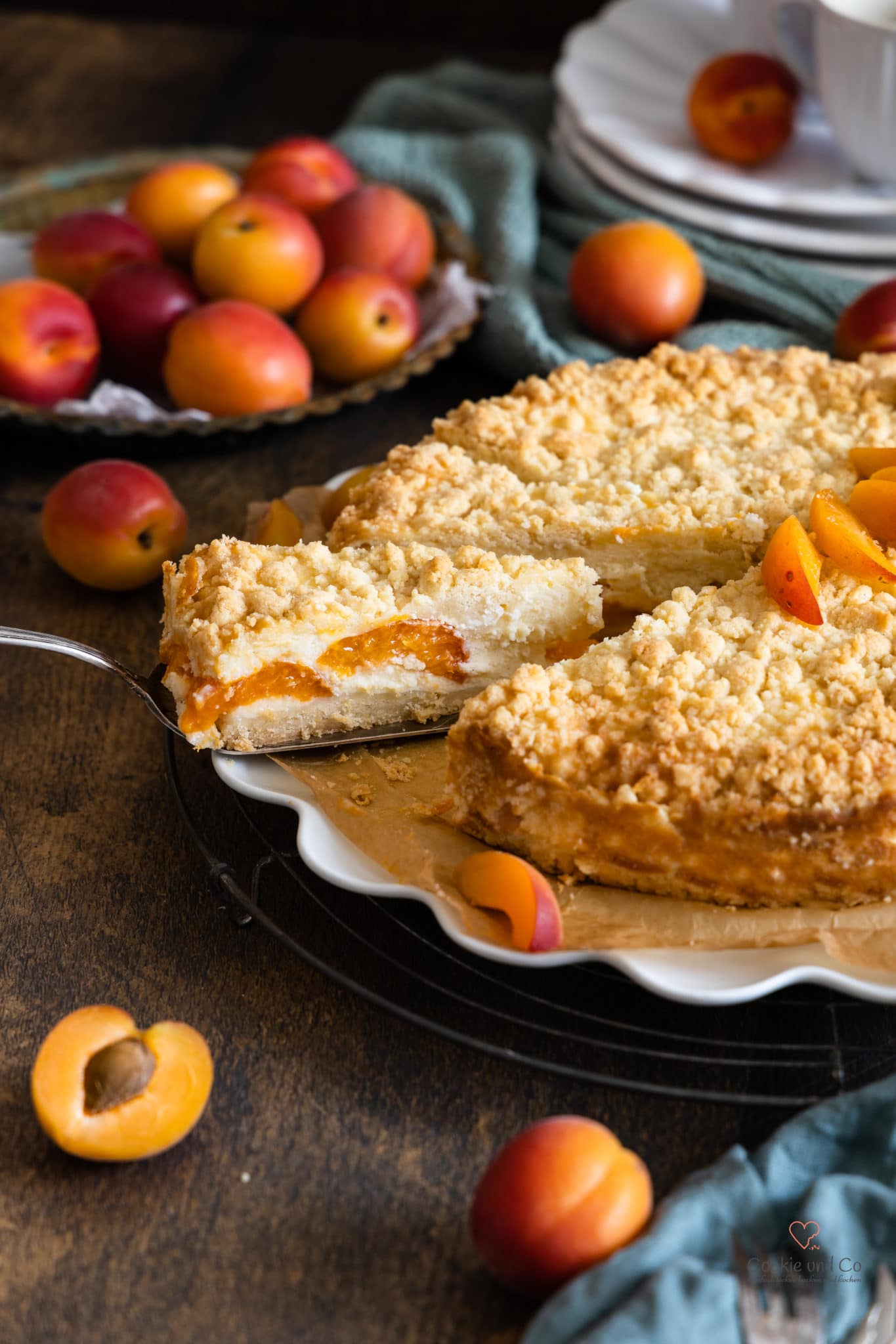 Aprikosen Käsekuchen mit Streusel