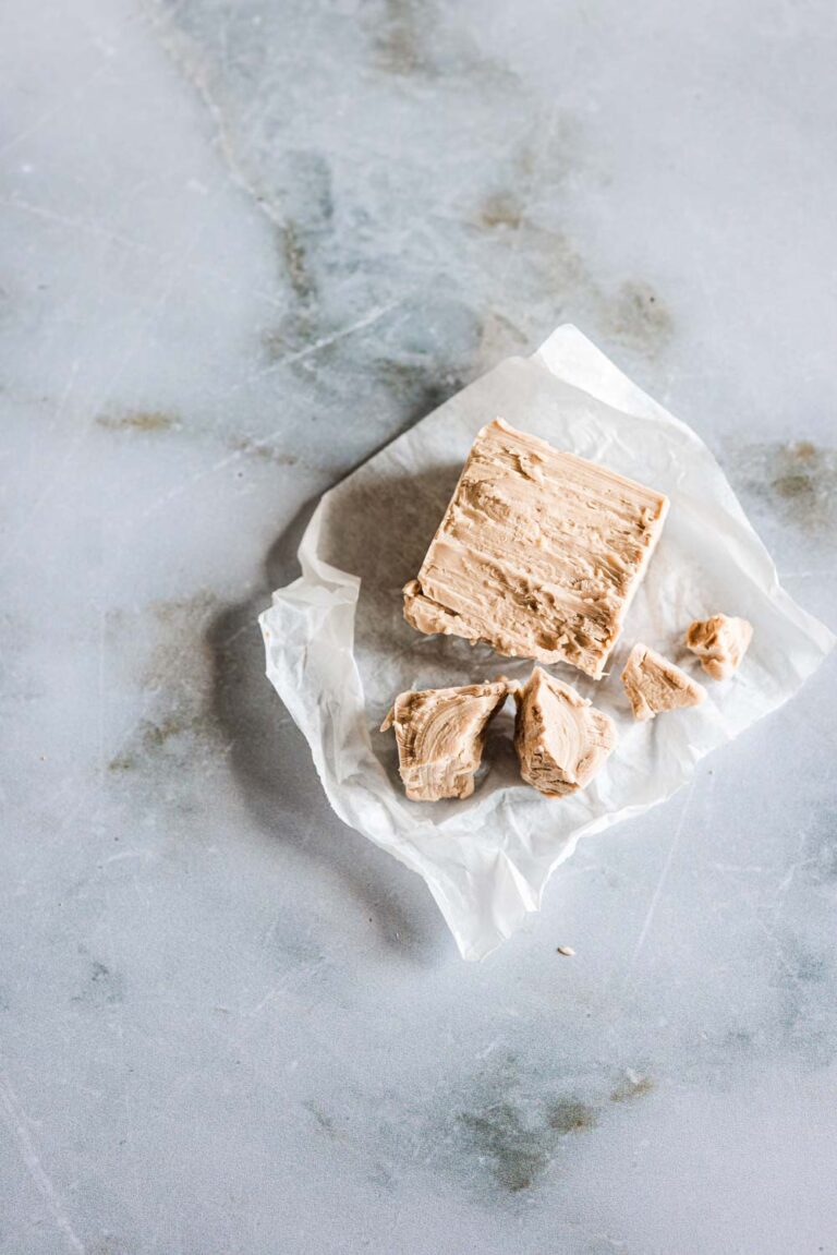 Frische Bäckerhefe las Würfel gepresst, mit muschelartigem Bruch.